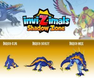 yapboz Draco Cub, Draco Scout, Draco Max. Invizimals Shadow Zone. Büyük bir güçle taştan oyulmuş antik bir ejderha